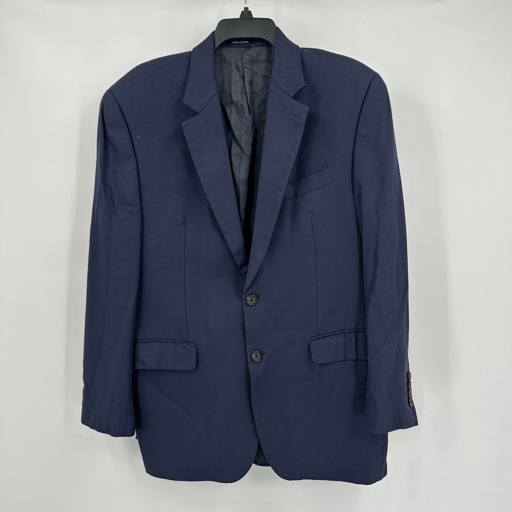 Ralph Lauren‎ Mens Navy Blue 100% Bamboo 2 Button Blazer Sport Coat 40R Preppy